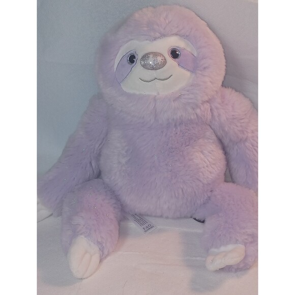 adorable FAO Schwarz Plush Sloth Sparklers Purple Fur Sparkle Stuffed - Picture 1 of 11
